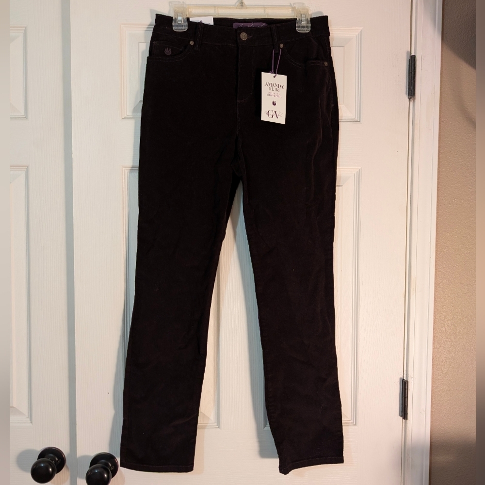 NWT Gloria Vanderbilt Amanda Slim Velvet Pants Size 6 Short